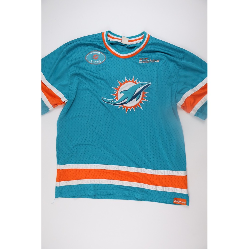 Ultra Game Mens Jersey Miami Dolphins Aqua Orange XL Excellent